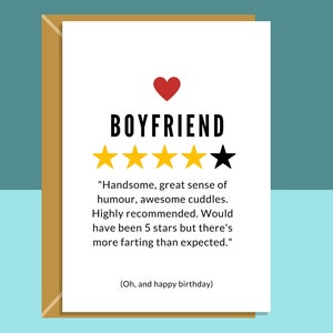 Funny Boyfriend Birthday Card - Personalised - More Farting - For Him - BF - On his birthday - From Girlfriend or Boyfriend - Large or Small