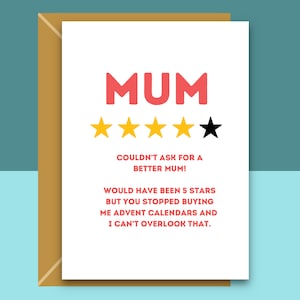 Tarjeta divertida para el Día de la Madre - 4 estrellas - Día de la Madre en el Reino Unido - Para mamá - Tarjeta bonita - Personalizada