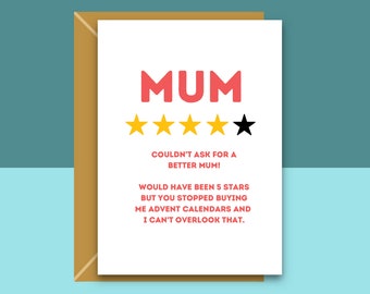 Funny Mother's Day Card - 4 Stars - Mothers day UK