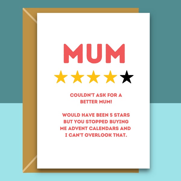 Tarjeta divertida para el Día de la Madre: Mamá 4 estrellas, mensaje personalizado
