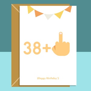 Cartão engraçado de 39º aniversário - para ele ou para ela - cartão sarcástico atrevido do dedo médio - para alguém que completa 39 anos.