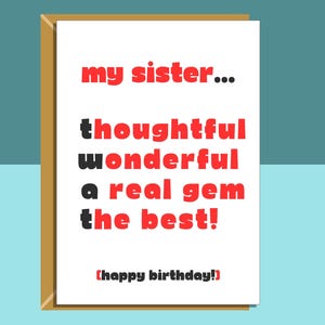 Tarjeta de cumpleaños divertida para hermana: tarjeta atrevida y grosera ideal para el cumpleaños de tu hermana: 18, 19, 20, 25, 30 o cualquier otra edad.
