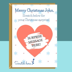 Carte à gratter et à révéler de Noël personnalisée - Pour lui ou pour elle - Idéal pour petit ami, petite amie, mari ou femme ce Noël - Personnalisé
