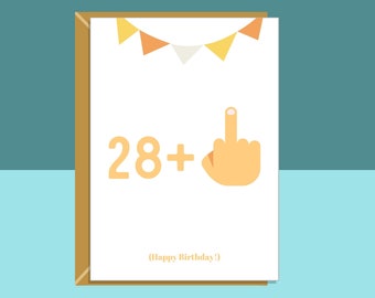 Funny 29th Birthday Card - For Him or For Her Middle Finger Cheeky Adult Card - Ideal for anyone turning 29 years old - Can be personalised