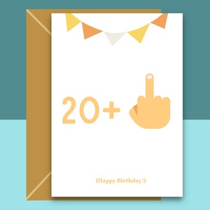 Carte d'anniversaire amusante pour son 21e anniversaire - 20 + 1 - Carte d'anniversaire pour lui ou pour elle qui a 21 ans - Peut être personnalisée