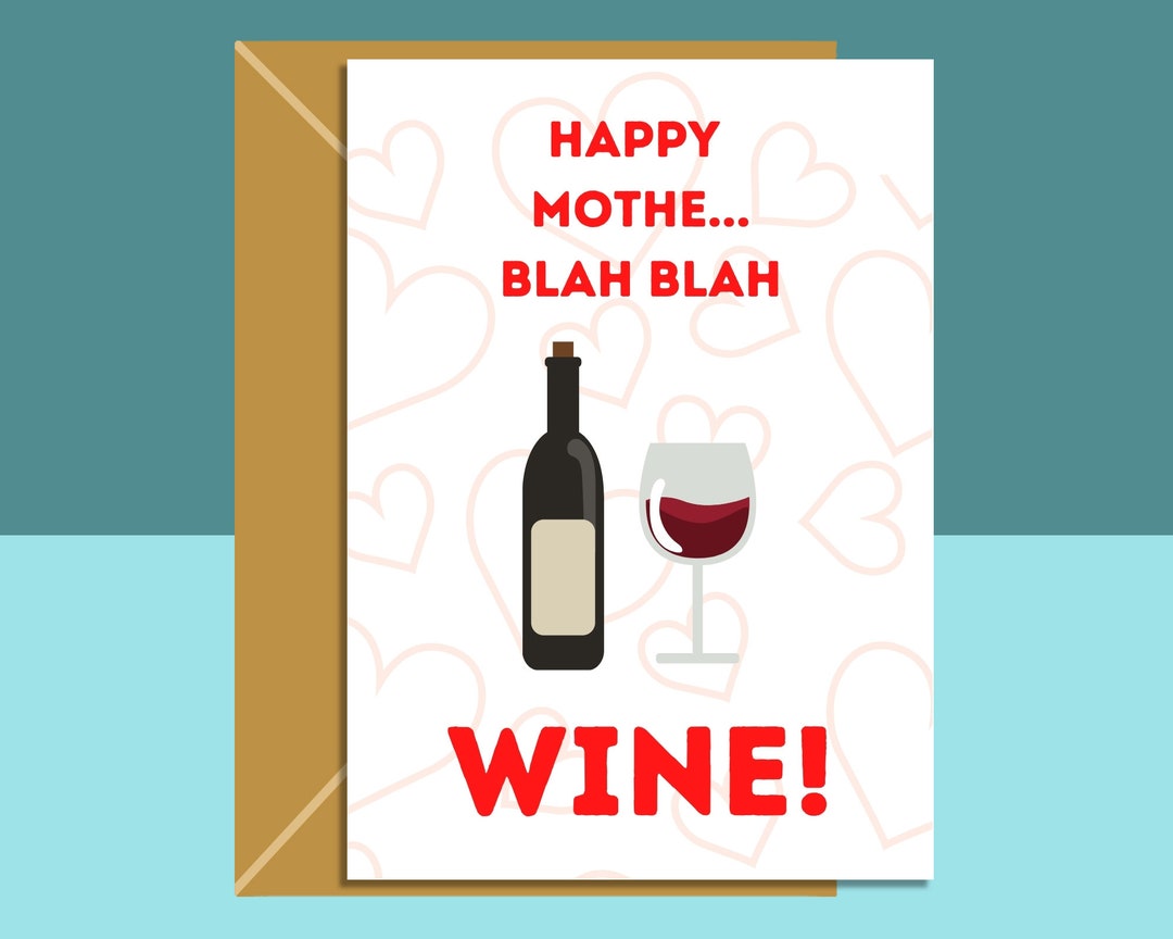 Lustige Muttertagskarte Mit Wein-Spruch – Witzige Karte Für Mama, Stiefmutter Oder Schwiegermutter
