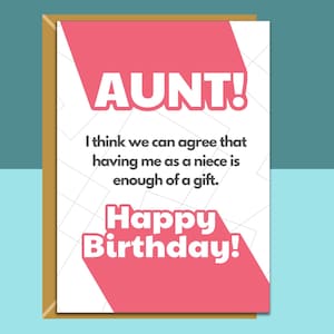 Carte d'anniversaire tante de nièce - carte rigolote - personnalisée - pour elle - pour tante - Idées cadeaux de cartes d'anniversaire personnalisées