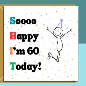 Divertente biglietto di auguri per il 60° compleanno per lui o per lei - personalizzato - biglietto personalizzato per 60 anni - papà, mamma, amico, zio, zia