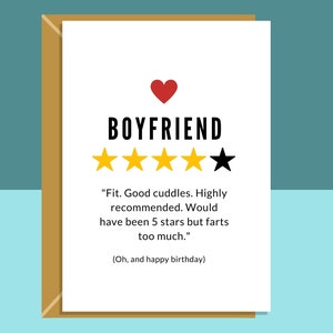 Funny Boyfriend Birthday Card - Farts Too Much - For Him - BF - On his birthday - From Girlfriend or Boyfriend - Can be personalised