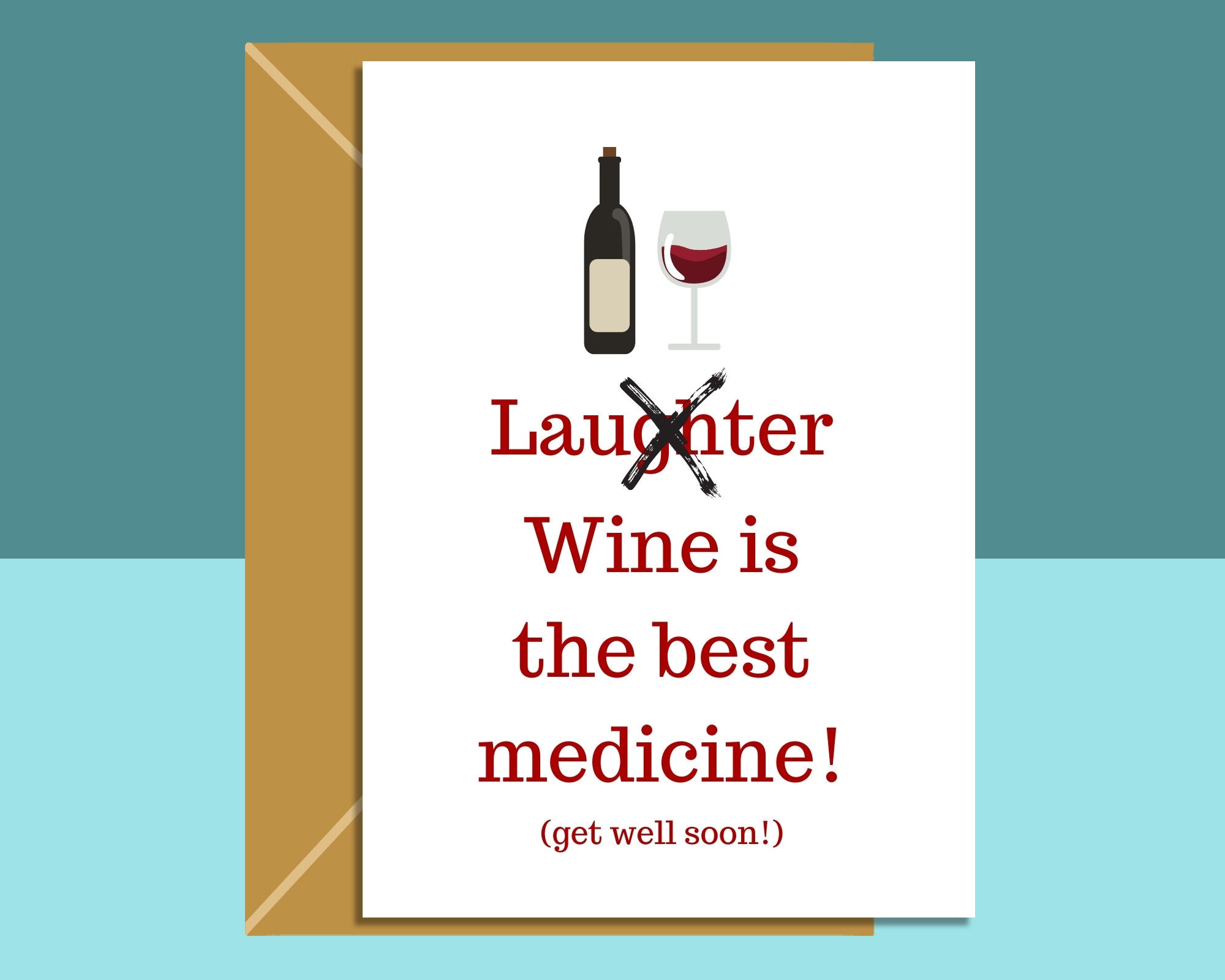 Funny Get Well Soon Card Wine is the Best Medicine for Etsy