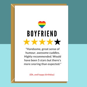 Cartão de aniversário engraçado do namorado LGBT - Personalizado - Ronco - Para ele - BF - No aniversário dele