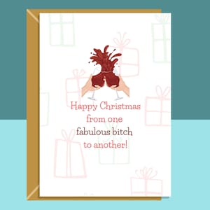 Carte de Noël amusante personnalisée pour ami - Pour elle - Pour lui - Fabuleuse chienne - Bestie - Carte de meilleur ami pour Noël - Personnalisée