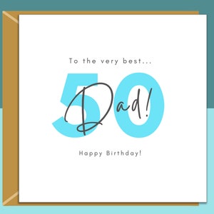 Cartão de aniversário de 50 anos do pai - personalizado - personalizado - para o pai completando 50 anos