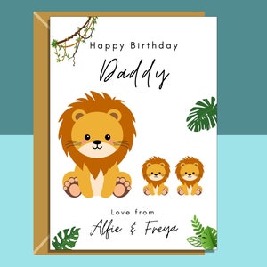 Biglietto di compleanno per papà, dai bambini, personalizzato, carino, per papà