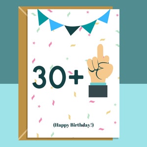 Divertente biglietto di compleanno 31 ° - 30 + 1 - Biglietto di compleanno con dito medio imprecare per lui o per lei che ha 31 anni - Cheeky Card