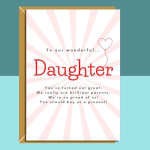 Carte d'anniversaire drôle de fille - personnalisée pour fille - des parents - 17e, 18e, 19e, 20e, 21e, 25e, 30e, 35e ou tout autre âge