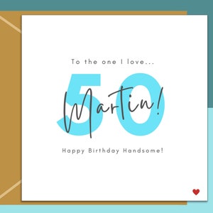 Cartão de aniversário de 50 anos - personalizado - para namorado, marido, noivo - aquele que eu amo - 50 anos