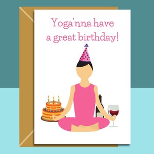 Divertente biglietto di compleanno Yoga - Può essere personalizzato - Yoga'nna hanno un grande compleanno - Per lui o per lei - biglietto di compleanno Yoga ideale