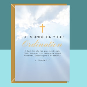 Bénédictions sur votre ordination - Citation biblique - Cartes chrétiennes - 1 Timothée 1:12 - Ordonné - Prêtre - Église - Ministre - Biblique