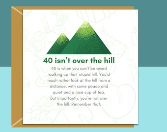 Funny 40th Birthday Card - Personalised inside if required - For Him or For Her - Perfect greetings card for someone turning 40 years old