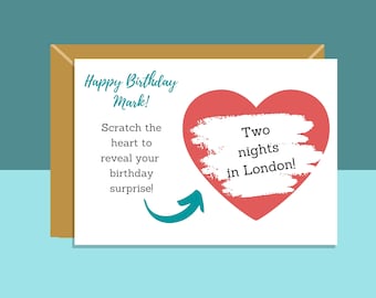 Surprise Scratch Card - Customisable Scratch and Reveal for Birthdays - Personalised - A6