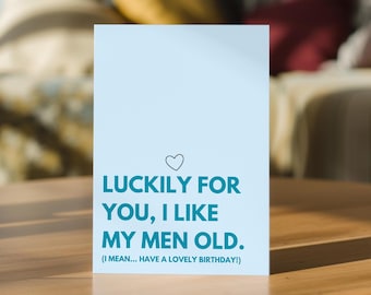 Funny Birthday Card for Boyfriend, Fiancé or Husband – Personalised Inside - 3 Sizes Available