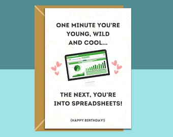 Funny Birthday Card for Data Professionals - Personalised inside - for spreadsheet fans everywhere - For him or her - 20th, 25th, 30th, 40th