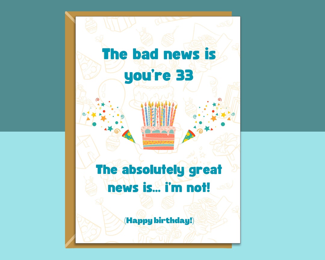 Funny 33rd Birthday Card Personalised - for Him or for Her - for ...