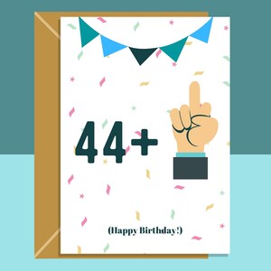 Funny 45th Birthday Card - Para él o para ella - Middle Finger - tarjeta ideal para cumplir 45 años