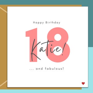 Biglietto di auguri per il 18° compleanno - Personalizzato - Per lei o per lui - Biglietto di auguri personalizzato perfetto per un amico o qualcun altro che compie 18 anni.