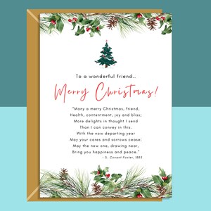 Tarjeta de Navidad - Amigo - Compañero - Tarjeta de Navidad Bestie con poema - Personalizado en el interior - Para él o para ella