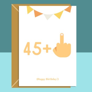 Funny 46th Birthday Card - Middle Finger - Cheeky - For him or for her - Turning 46 years old - Can be personalised inside if required