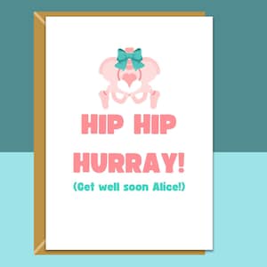 Remplacement personnalisé de la hanche - Carte de rétablissement - Récupération - Pour lui ou pour elle - Carte amusante idéale pour quelqu'un qui se remet d'une opération de la hanche