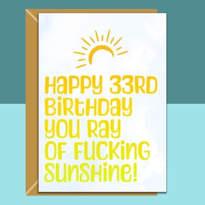 Karte zum 33. Geburtstag – innen personalisiert – für Sie und Ihn