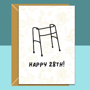 Divertente biglietto di auguri per il 28° compleanno personalizzato per lui, per lei, per uomini o donne, per fratello, sorella, amico, compagno, figlio, figlia per il loro 25° compleanno