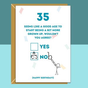 Tarjeta de cumpleaños número 35 divertida - Personalizada - Tarjeta grosera para hijo, hija, hermano, hermana, amigo o cualquier persona que cumpla 35 años