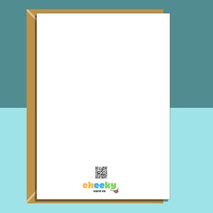 May include: Blank white card with a brown border. The card has a small logo in the bottom right corner that says "cheeky card co" with a small red heart icon.