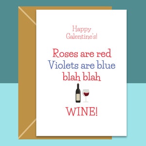 Carte drôle de Galentine - Peut être personnalisée - Idéale pour vos amis célibataires qui aiment le vin - Ce jour de la Saint-Valentin