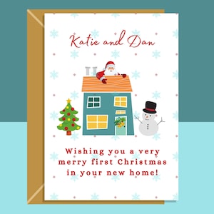 Nuova cartolina di Natale personalizzata / Biglietto personalizzabile per il primo Natale in nuova casa / Biglietto di riscaldamento della casa di Natale