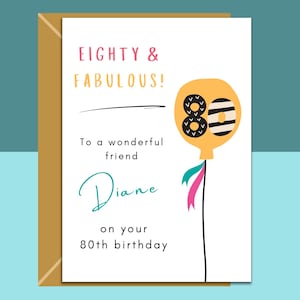 80er Freund Geburtstagskarte | Personalisierte Geburtstagskarte | 80 Jahre Alt | Angepasst | Für Sie oder Ihn | Alles Gute zum Geburtstag Geschenkideen für Freund