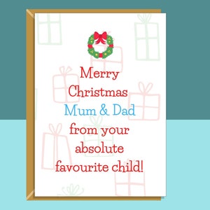 Grappige mama en papa kerstkaart - van favoriet kind - kan worden gepersonaliseerd - voor ouders op Kerstmis - wenskaart