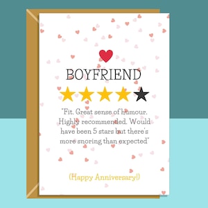 Tarjeta de aniversario divertida para novio - Para él - Ronquidos - Linda - Romántica - Para el 1.er, 2.do, 3.er, 10.o o cualquier aniversario con tu novio