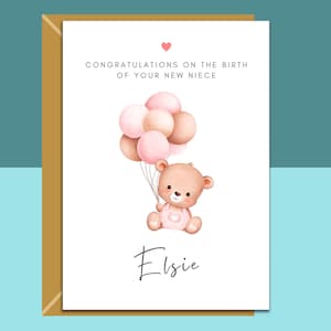 Je nieuwe nichtkaart - op maat gemaakt - gefeliciteerd met de geboorte van je nichtje - gepersonaliseerde kaart - nieuwe baby - voor oom of tante
