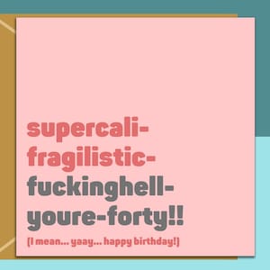 Funny 40th Birthday Card - Personalised -  Perfect greetings card for bestie