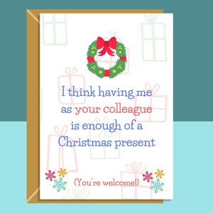 Funny Colleague Christmas Card - Voor hem of voor haar - Voor je collega's deze kerst - Kan binnen worden gepersonaliseerd - Pakketten van 1, 3 en 5.
