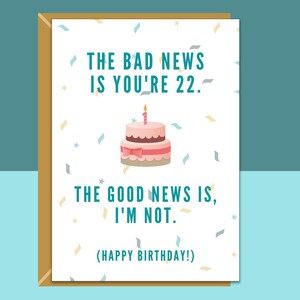 Tarjeta divertida para el 22.º cumpleaños: tarjeta atrevida para alguien que cumple 22 años, para él o para ella. Se puede personalizar por dentro.