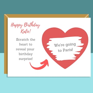 Carte à gratter surprise - personnalisable à gratter et révéler pour les anniversaires - pour lui ou pour elle - A6
