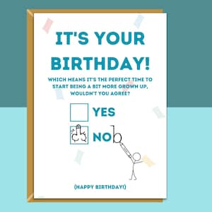 Funny Birthday Card - Personalised inside if required - For Him or For Her - Perfect greetings card for anyone's birthday