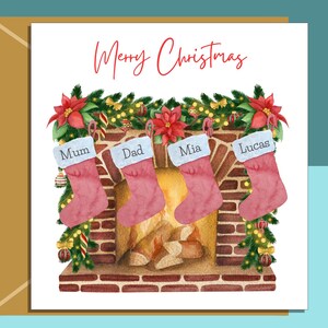 Carte de Noël de famille personnalisée, carte de Noël avec noms personnalisés Pour amis, voisins, frère, sœur, fils, fille - 2, 3, 4 ou 5 noms