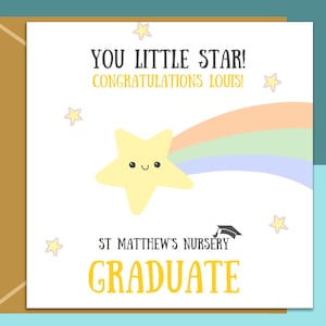 Tarjeta de graduación de guardería personalizada para hijo, hija, sobrino, sobrina, nieto, nieta, graduado de preescolar